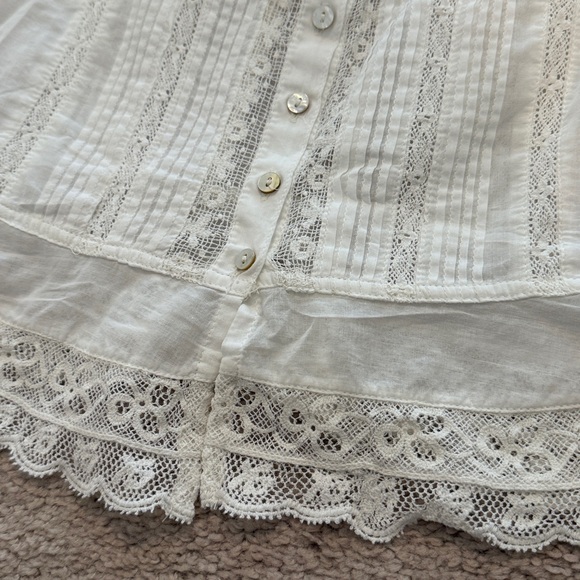 LoveShackFancy Vietta White Lace Buttoned Top XS - Picture 2 of 4